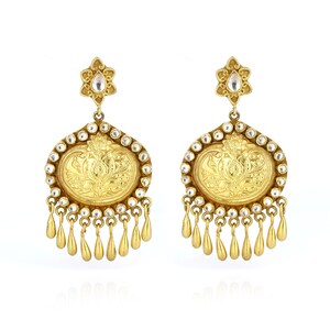 Flat cut Uneven Kundan Polki Earrings, 925 Sterling Silver Gold Plated Jewelry, Indian Polki Earring, Women Accessories, Valentine Gift
