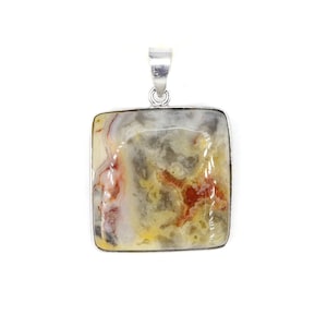 Collar de plata de ley 925, colgante cuadrado en forma de lágrima, piedra preciosa de jaspe natural, joyería de plata, colgante boho, colgante de piedras preciosas