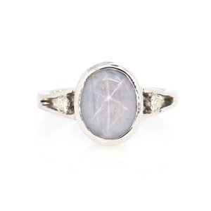 Echter 6 Ray Star Ring, 925 Sterling Silber Ring, Oval Cut Stern Saphir Diamant Ring, Frauen Handarbeit Schmuck, Versprechen Ring