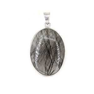 Zwarte Rutile edelsteen handgemaakte hanger * 925 sterling zilveren hanger * zwarte Rutile zilveren hanger * hanger voor moeder * hanger voor haar