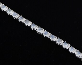 Moonstone and Cubic Zircon Bracelet, Silver Bracelet