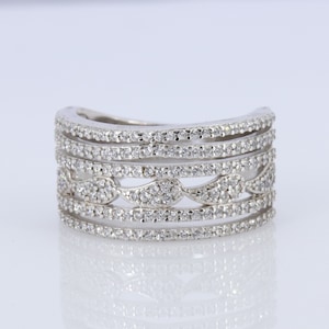 Anillo de seis capas, Anillos de eternidad, Anillo de novia de diamantes, Anillos de declaración, 3.15 quilates, Anillo de plata de ley 925, Ficha de amor, Anillo de propuesta