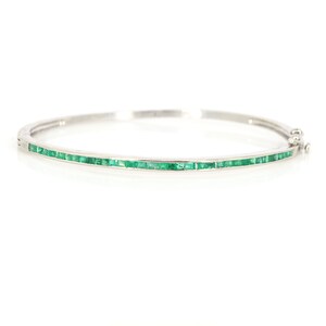 Natural Emerald Bangle Bracelet, Ottoman Bangle, Handmade Jewelry, Simple Elegant Jewelry, Emerald cut Gemstone, Minimalist Bangle