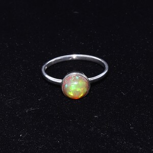 Ethiopian Opal Ring/ Sterling Silver/ Rainbow Opal Silver Antique Ring, Vintage Style Silver Unisex Ring, Oval Shape Gemstone Stacking Ring