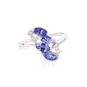 Dezember Geburtsstein, Designer Tansanit Ring, Marquise cut Tansanit Diamant Ring, Pure 925 Silber, Valentinstag Geschenk, Edel Design