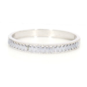 Baguette Cut Cubic Zirconia ~ Bangle studded with CZ American Diamonds ~ Stamped 925 Silver Jewelry ~ CZ bangles ~ Crystal Bangle Jewelry