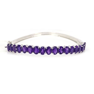 February Birthstone, Amethyst Bangle, Fashion Jewelry, 925 Silver Bangle, Oval cut Gemstone Amethyst, Personalized Bangle Gift