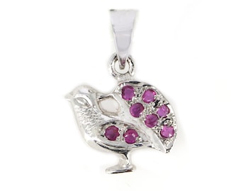 Turkey Ruby Pendant, July Birthstone, Genuine Ruby Pendant, Gemstone Necklace, Round cut Stone, Tiny Pendant, Handcrafted Pendant