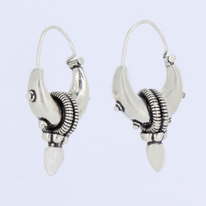 925 Pendiente sólido de plata de ley Pendiente en forma de luna, pendiente de envoltura de alambre Pendiente largo Pendientes de plata Pendientes de gota Pendientes delicados pendientes clásicos