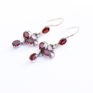 Red Garnet Gemstone Earring, Stamped 925 Solid Silver Jewelry, January Birthstone Earring, Drop & Dangling Earring, Handmade Wedding Gift