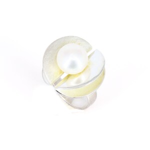 Anillo de declaración, Anillo de plata de ley 925, Perla natural de agua dulce, Diseño hecho a mano, Anillo de gran tamaño, Regalo de boda, Regalo de dama de honor
