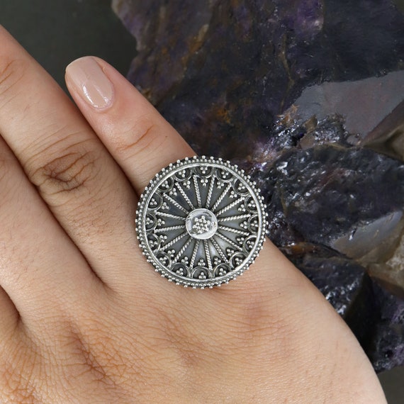 925 Sterling Silver Ring, Tribal Statement Rings, Indian