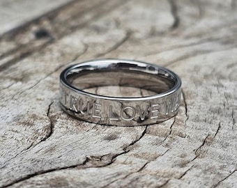 Echte Liebe Wartens Gravur Herren Ring Reinheit Edelstahl 6 mm