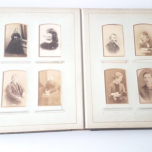 antique victorian leather photo album with photos