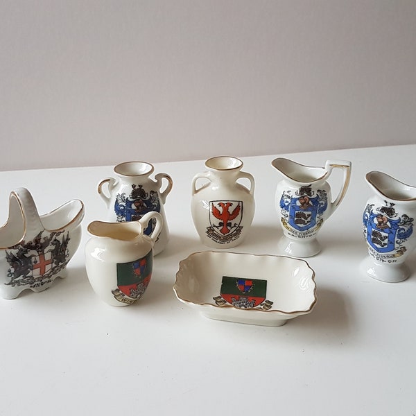 small collection of crested ware porcelain