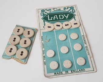 edwardian white fabric covered buttons, 'the lady'