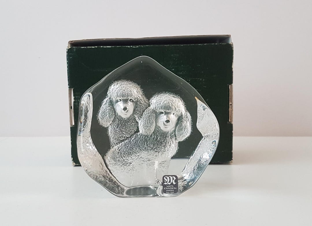 Vintage Glass Poodle,mats Jonasson Full Lead Crystal Ornament