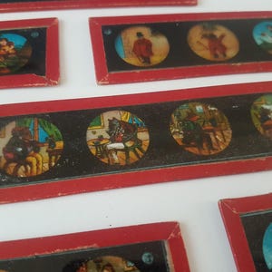 lot of antique victorian magic lantern slides, colour,
