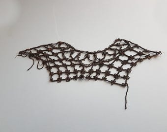 Panel de azabache francés victoriano antiguo, apliques y cuentas en el escote