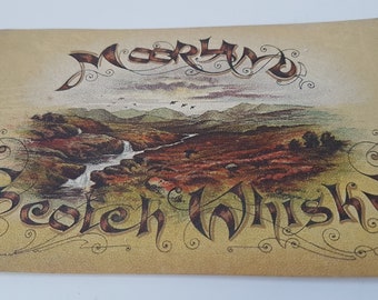 genuine vintage Scottish whiskey business card, calling card, moorland scotch whiskey, perth, scotland
