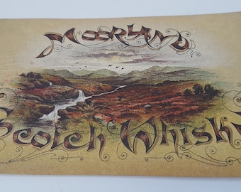 genuine vintage Scottish whiskey business card, calling card, moorland scotch whiskey, perth, scotland