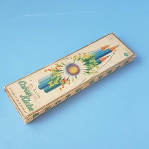 vintage kartonnen pennenbakje, jaren 30? , franse, lege doos voor weergave, prop