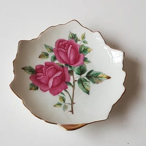 vintage rose pin dish, ring dish, decorative plate