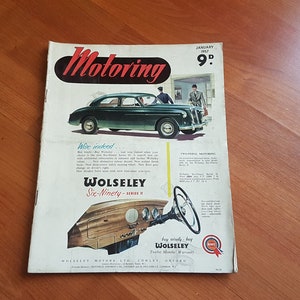 Vintage magazine, motoring, from january 1957, Vintage motoring memorabilia, display, man cave ideas. wolseley