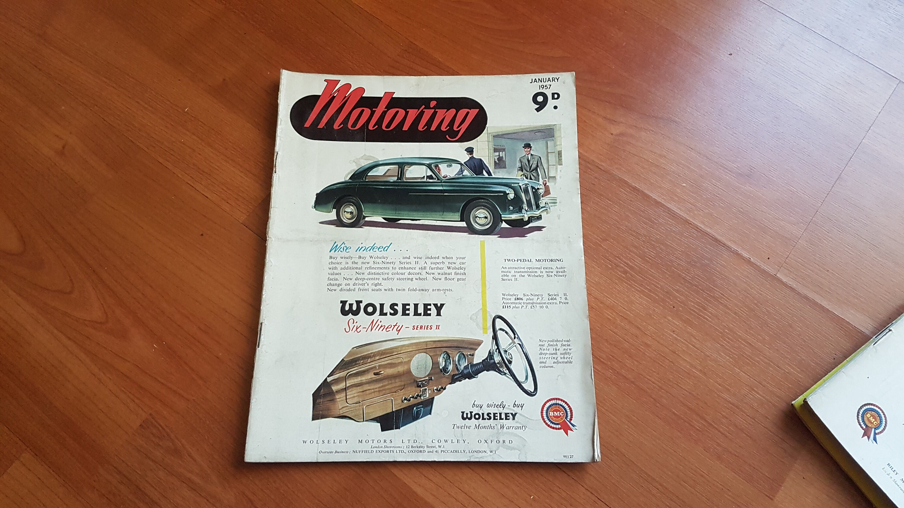 Vintage magazine, motoring, from january 1957, Vintage motoring memorabilia, display, man cave ideas. wolseley
