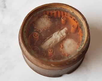 victorian turned wood travel reliquary,  relic, saint, religious