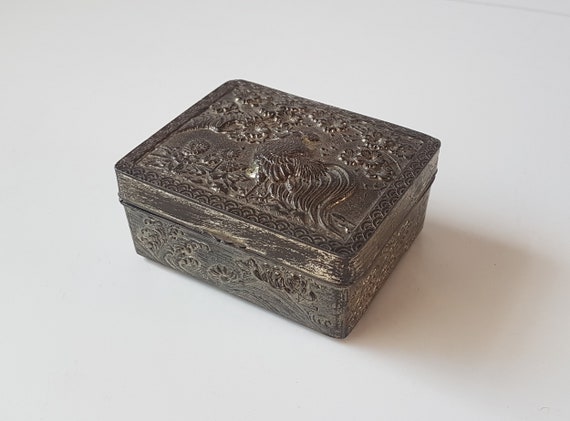 Vintage Silver Metal Stash Trinket Box with Velvet Lining – Blunted Objects