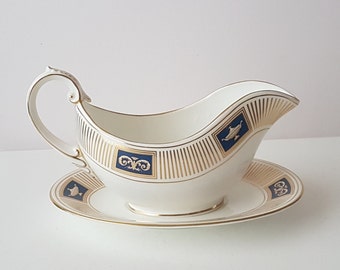 vintage fine bone china coalport palladian sauce or gravy boat and plate