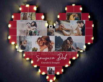 Regalo de aniversario personalizado para marido, Lámpara con collage de fotos para esposa, Regalo de aniversario para San Valentín, Regalo personalizado para novio