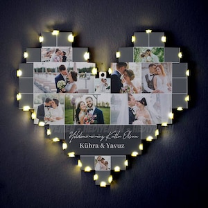Photo collage anniversary gift for wife, Best gift for lover, Romantic night light gift, Light photo collage christmas gift for husband