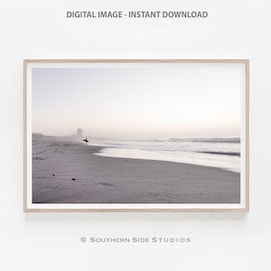Black and White Seascape Digital Download, Minimalist Ocean Photography Print, Monochrome Coastal Wall Art, Instant Download Beach Decor