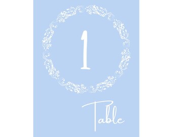 Light Blue Table Numbers 1-10