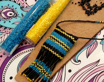 Multi colored beaded medicine bag filled with sage.