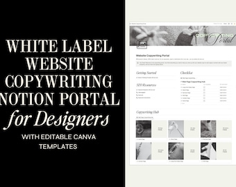 White Label Website Copywriting Template in Notion with editable Canva templates perfect for web designers to get website content on time