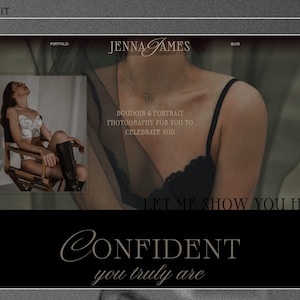Boudoir Photography Template | Editorial Showit Template for photographers includes copywriting guide, SEO guide and a free lead magnet