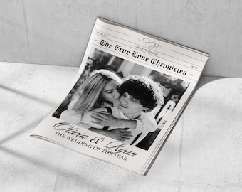 Newspaper Wedding Program Wedding Newspaper Template Canva Wedding Program Instant Download Folded Program Wedding Day Timeline Editable