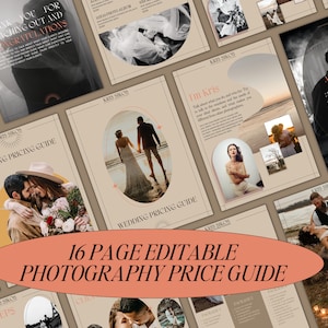Photography Pricing Guide this price guide is perfect for photographers with boho style. A photography template that&#39;s easy to edit in Canva