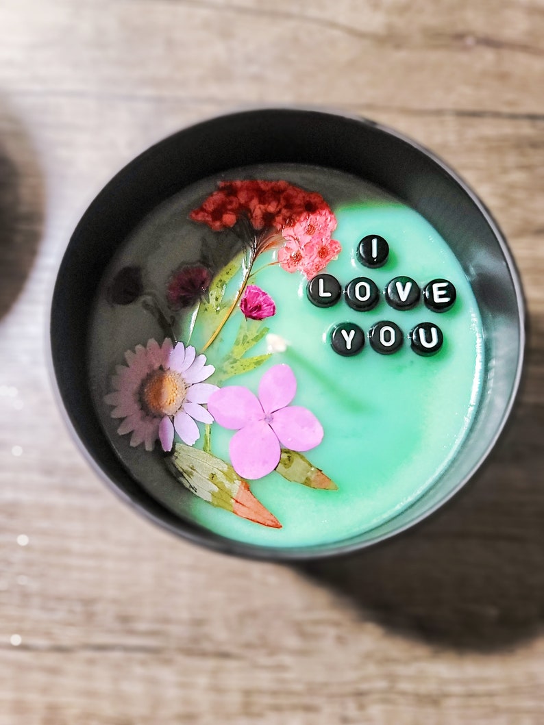 a Handmade special hidden message soy candle with lead-free wick and dried flower is one of the best gift for girlfriend