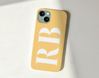 PERSONALISED INITIALS Yellow Case for iPhone 15 iPhone 14 13 Pro Max 12 Mini 11 X 7 8 SE 2022 Samsung Galaxy S23 S22 S21 Custom Case