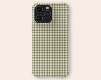 VINTAGE GINGHAM Olive Green iPhone 14 Case, iPhone 13 Case, iPhone 12 Case, iPhone 11 Pro Max Case, for iPhone X 8 Tough Case and Slim