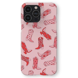 GROOVY COWGIRL Pink and Red Boots Pastel Case for iPhone 14 13 12 Mini 11 Pro Max Se 2 2020 for iPhone X Xs XR 7 8 Tough Case and Slim