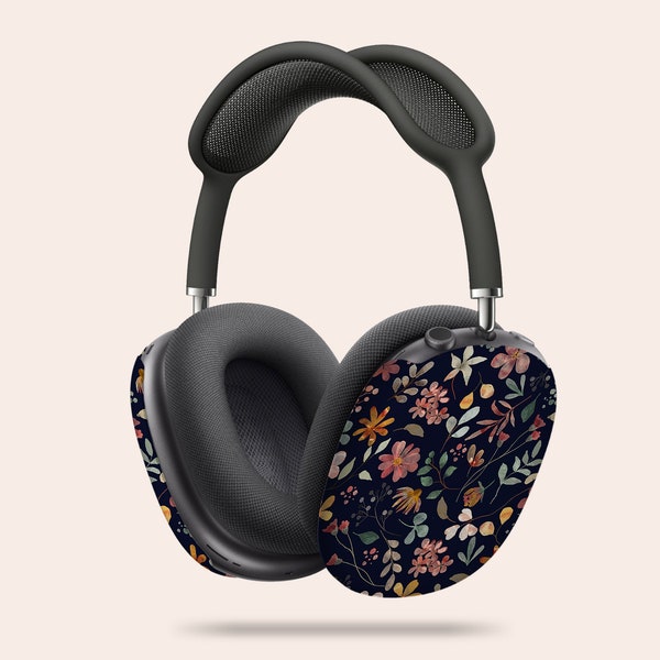 Summer Wildflower Navy Blue Flowers Snap Cover for AirPods Max, Apple AirPod Max Case, Airpods Max Headphone Cover, Airpods Case