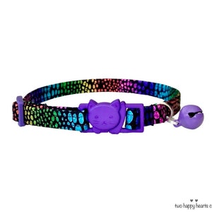 Shiny Rainbow Snakeskin Collar, Cat Collar, Kitten Collar, Small Dog Collar, Breakaway, Non-Breakaway, Custom Sizes