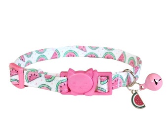 Watermelon Cat Collar, Summer Girl Cat Collar, Girl Kitten Collar, Little Dog Collar, Cute Breakaway Collar, Non-Breakaway, Custom Collar