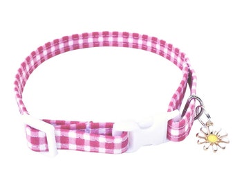 Pink Buffalo Plaid Cat Collar, Plaid Dog Collar, Plaid Kitten Collar, Plaid Cat Collar, Toy Dog Collar, Yorkie Collar, Breakaway Collar