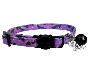 Cat Collar Bat Kitten Collar Halloween Dog Collar Bat Emo Cat Collar Goth Cute Kitten Collar with Bell Breakaway Halloween Cat Collar Cute